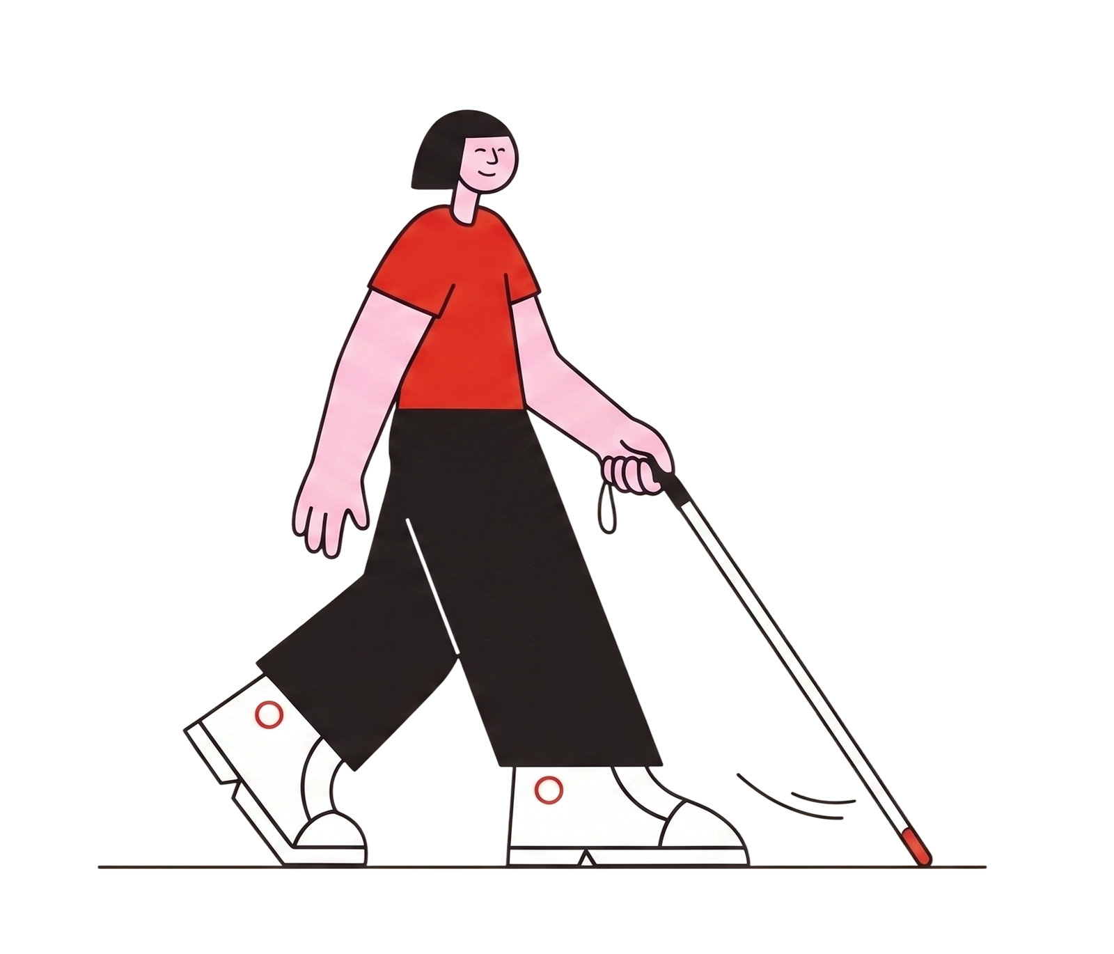 Illustration of a person using Artecieca to explore a colorful art museum independently